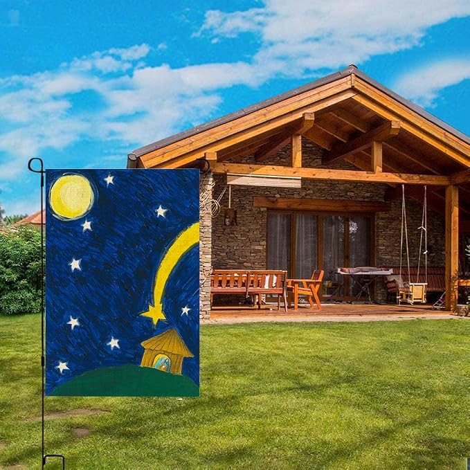 EMMTEEY Christmas Garden Flags for Outside Oil Painting Holy Night Christmas Burlap Garden Flags 12.5X18 Small Christmas Flag Double Sided Winter Garden Flag House Flags for Christmas Decoration