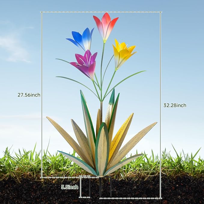 TOMBABY 32.28 Inch Metal Agave Plant Outdoor Decoration Lily Mexican Yard Art Garden Gift Home Decor Hand Painted Metal Agave Garden Yard Statue (2pc, Grass Green)