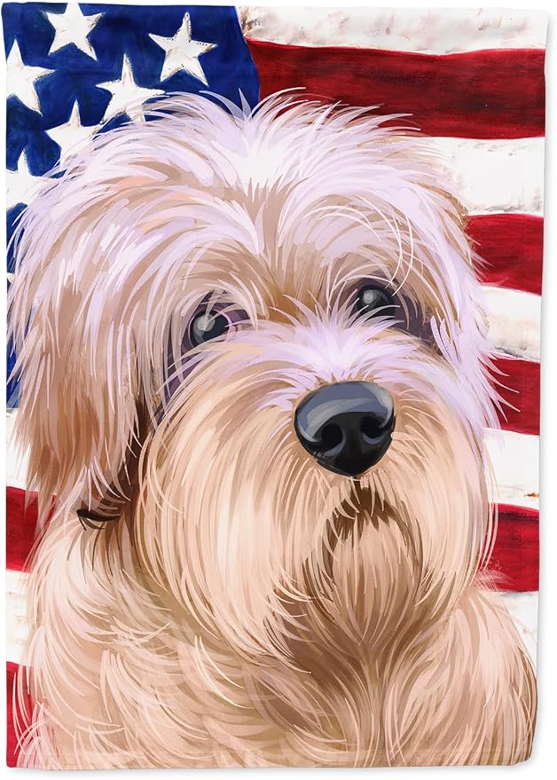 Caroline's Treasures CK6508CHF Dutch Smoushond Dog American Flag House Flag Large Porch Sleeve Pole Decorative Outside Yard Banner Artwork Wall Hanging, Polyester, House Size, Multicolor