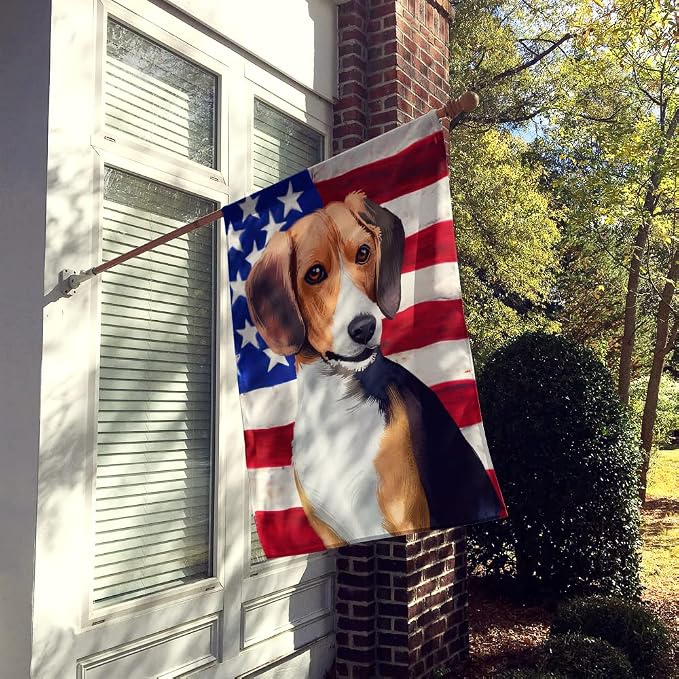 Caroline's Treasures CK6421CHF Beagle American Flag House Flag Large Porch Sleeve Pole Decorative Outside Yard Banner Artwork Wall Hanging, Polyester, House Size, Multicolor