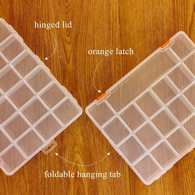 3 Pack Mixed Size Clear Plastic Storage Box Organizer Case with Fixed Compartment for Small Parts, Jewelry, Diamond, Craft Supplies, Sewing Kit, DIY Accessories