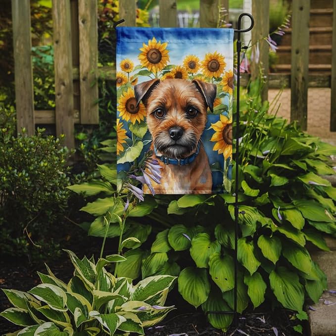 Caroline's Treasures DAC6033GF Border Terrier in Sunflowers Garden Flag Mailbox Flag Decorative Yard Flag Banner Outside Patio Artwork Yard Flower Beds, Garden Size, Multicolor