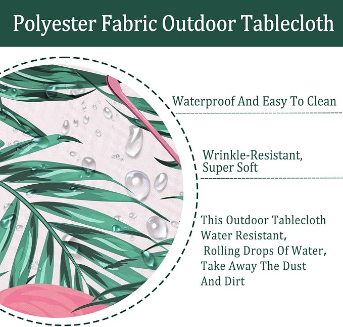 Outdoor Tablecloth with Umbrella Hole Umbrella Tablecloth Patio Tablecloths with Zipper for Courtyards, Terraces, and Beaches 60 x 84 in