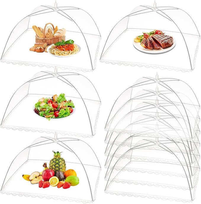 10 Pack Food Cover Tents, Food Covers for Outdoors, Pop-Up Tents, Mesh Tent, Reusable and Collapsible Outdoor Picnic Covers Net, Suit for Parties Picnics, BBQs, Fruit Cover