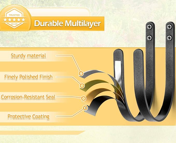 Hose Holders Wall Mount: 4Pcs Heavy-Duty Metal Garden Hose Hanger Outside | Rust-proof Hanging Hose Rack Hook Mount for Water Hose