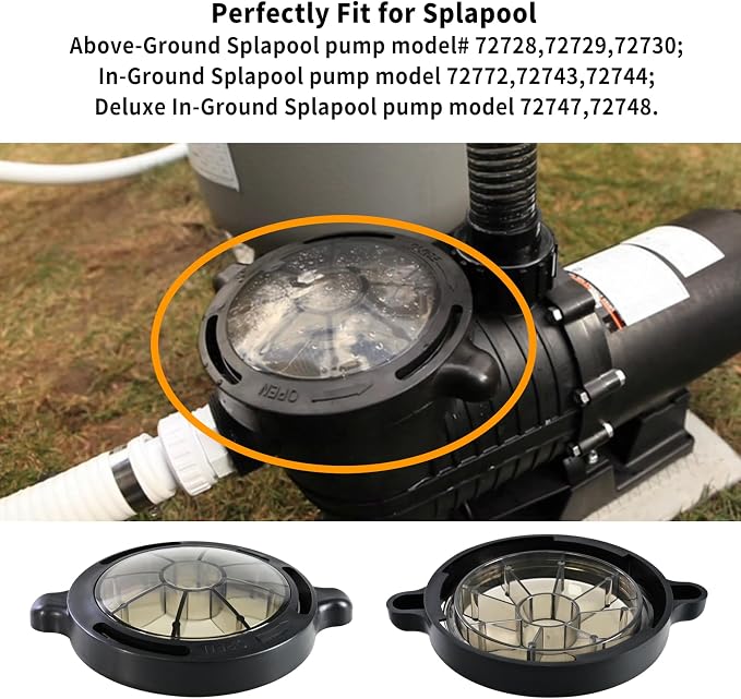 Pool Pump Basket Cover Compatible with Splapool Deluxe Pureline Pool Pumps | Pool Pump Lid Compatible with Splapool 72728 72729 72730 72747 72748 Most Modles，Fit 0.75HP/1HP/1.5HP/2HP Pump, with O-Ring