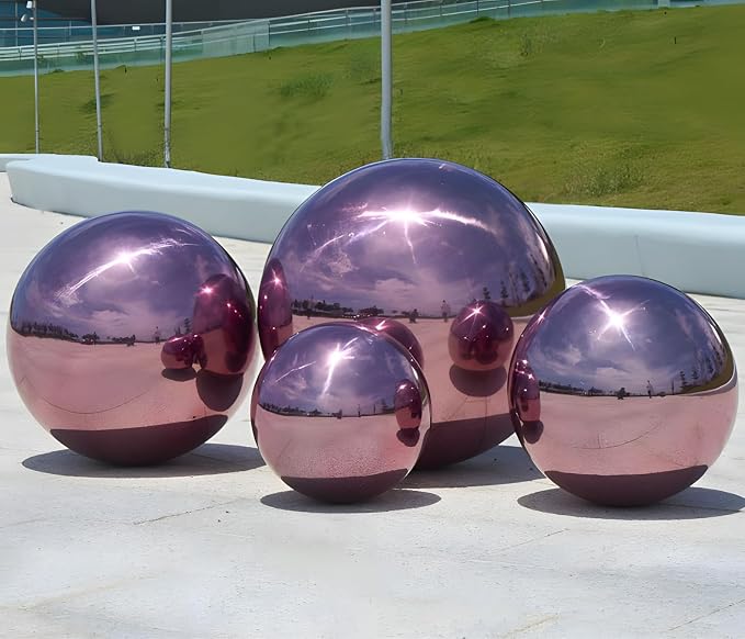 Stainless Steel Gazing Globe Mirror Ball, Decorative Gazing Balls for Garden, Reflective Smooth Garden Ball Sphere for Outdoor Yard Decoration (Purple, Dia: 14 inch)