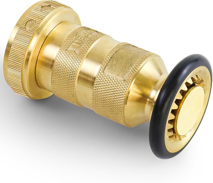Fire Hose Nozzle 1-1/2" NH/NST Fire Fighter Hose Nozzle 100 psi 75 gpm Brass Fire Equipment Spray Jet Fog,Heavy-Duty Industrial Brass Fire Equipment Water Hose Nozzle