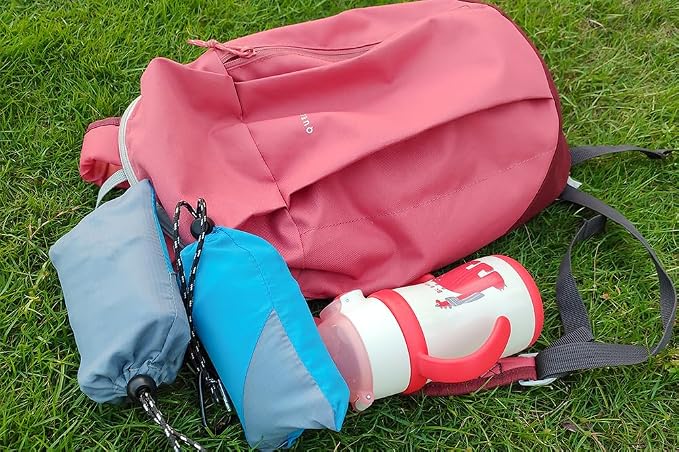 Orga'Neat Pocket Picnic Blanket, Beach Mat Waterproof Sandproof, Compact Lightweight Small Tarp for Camping, Hiking, Backpacking, Festival, Travel, Foldable in Bags (Blue/Grey, 55"x60")