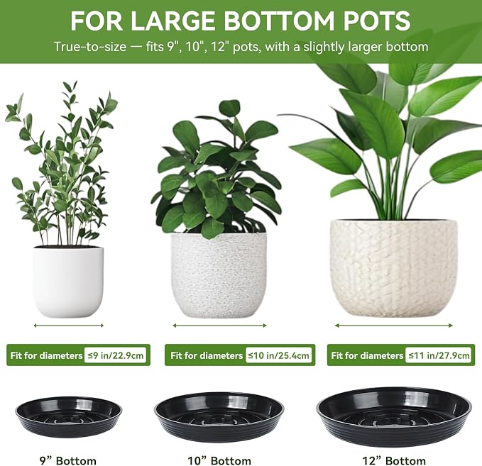 10Pack Plant Saucer 10 inch, Heavy Duty Flower Pot Saucers, Plant Pot Saucers Bulk, 1.5'' Deeper Plant Trays for Pots Durable Drip Trays for Potted Plants, Plant Saucers for Outdoors and Indoors
