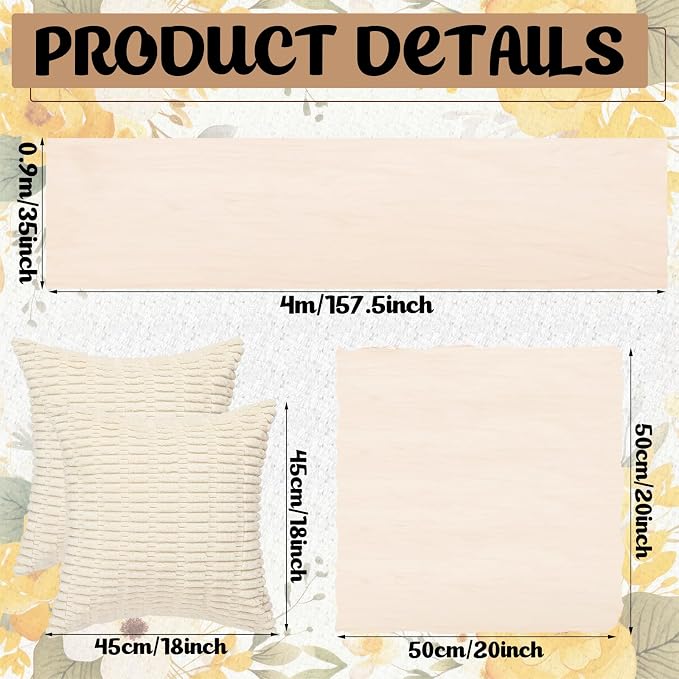 Beeveer 14 Pcs Picnic Kit 91x71 Inch Extra Large Outdoor Boho Picnic Blanket with White Table Runner, 6 Throw Pillow Cover 6 Napkin Woven Cotton Yarn Oversize Washable Beach Blanket for Camp Wedding