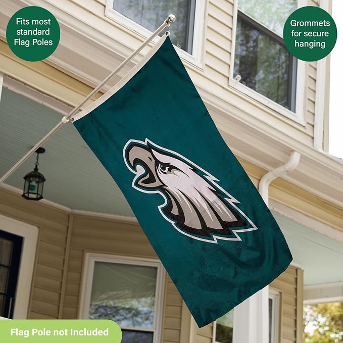 Team Sports America NFL Philadelphia Eagles 3 x 5 Outdoor Durable Flag with Grommets | Heavy Duty Flag & Banner for Outdoor Garden Patio | Indoor Wall Decor | Works with Flag Poles for House