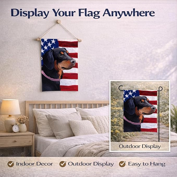 Caroline's Treasures CK6713GF Slovensky Kopov American Flag Garden Flag Mailbox Flag Decorative Yard Flag Banner Outside Patio Artwork Yard Flower Beds, Garden Size, Multicolor