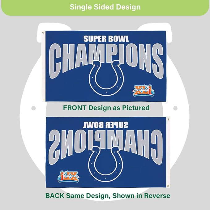 Team Sports America NFL Indianapolis Colts Multi-Win Superbowl Champions 3x5 Flag for Outside with Grommets | Outdoor & Indoor | Heavy Duty Flag & Banner | Works with Flag Pole for Outside House