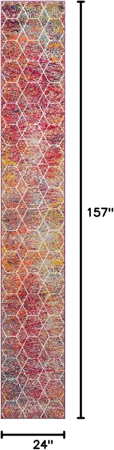 Unique Loom Trellis Frieze Collection Area Rug - Geometric (2' x 13' Runner, Multi/ Black)