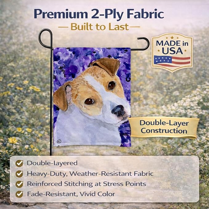 Caroline's Treasures SS8740GF Jack Russell Terrier Garden Flag Mailbox Flag Decorative Yard Flag Banner Outside Patio Artwork Yard Flower Beds, Garden Size, Multicolor