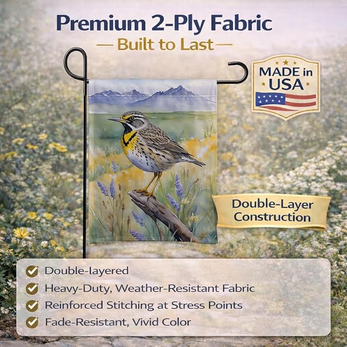 Caroline's Treasures Wyoming Western Meadowlark Garden Flag Mailbox Flag Decorative Yard Flag Banner Outside Patio Artwork Yard Flower Beds, Garden Size, Multicolor