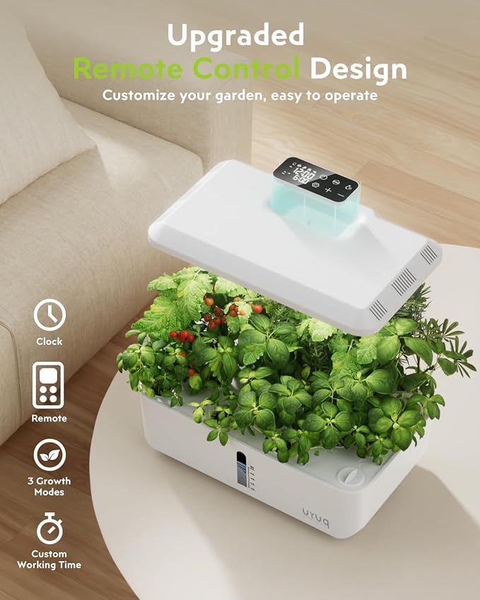 URUQ Remote Control Compatible with HP-GC202 12 Pods Indoor Garden – White | for URUQ Indoor Herb Gardens, Hydroponics Growing System Accessory, Easy Installation, Simple Pairing, Easy Operation