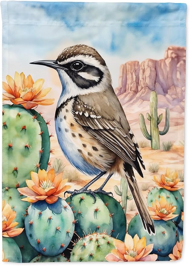 Caroline's Treasures Arizona Cactus Wren Garden Flag Mailbox Flag Decorative Yard Flag Banner Outside Patio Artwork Yard Flower Beds, Garden Size, Multicolor