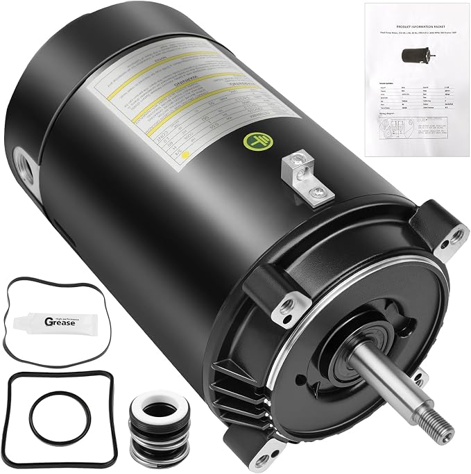 UST1072 Pool Pump Motor 3/4HP 56J C-Face Fit for Hayward Super Pump/Max-Flo | 115/230V Dual Voltage, 3450 RPM 56J C-Face, 5/8" 1045 Steel Shaft, ODP Protection, Fit for Century A.O. Smith