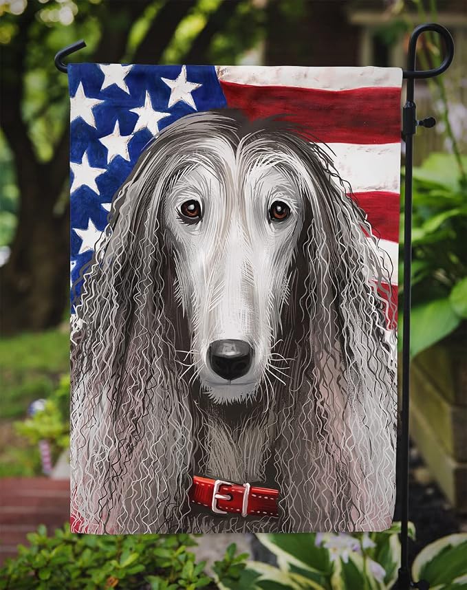 Caroline's Treasures CK6383GF Afghan Hound American Flag Garden Flag Mailbox Flag Decorative Yard Flag Banner Outside Patio Artwork Yard Flower Beds, Garden Size, Multicolor