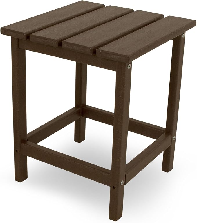 Polywood 60" Mahogany Vineyard Bench and 18" Mahogany Long Island Side Table Bundle
