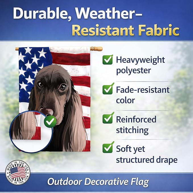 Caroline's Treasures CK6521CHF Field Spaniel Dog American Flag House Flag Large Porch Sleeve Pole Decorative Outside Yard Banner Artwork Wall Hanging, Polyester, House Size, Multicolor