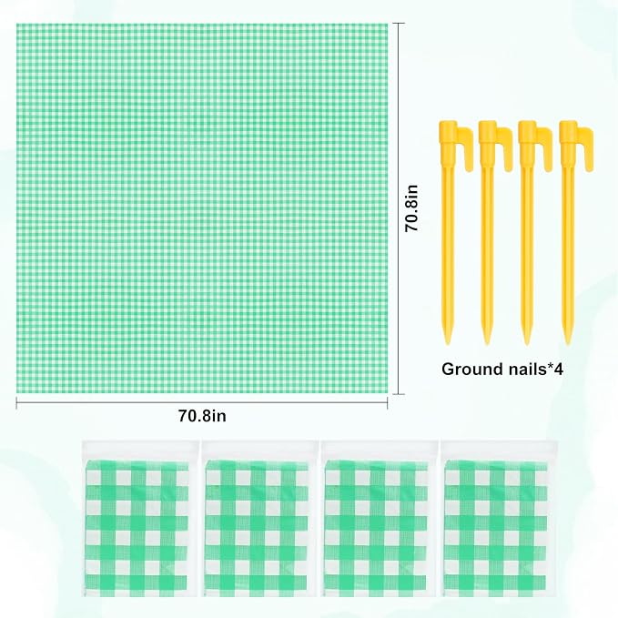 4 Pcs Disposable Outdoor Picnic Blankets 70.9''x70.9'' Portable Pocket Blanket Foldable Waterproof Picnic Mats Sandproof Beach Blanket with Ground Spikes for Beach Travel Hiking Camping