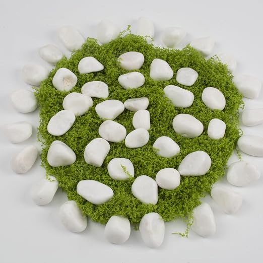 40 lbs White Polished Landscape Stones, 0.5-1 Inch Decorative Rocks for Gardens, Pathways, Pots, Vase Fillers, Aquarium Decoration, Glass Containers, and Yard Borde (Pure White, Weight: 40 LB)