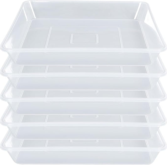 LWALRS Square Plant Saucer 8 Inch 5 Pack, Thick Clear Plastic Flower Plant Pot Saucer, Square Planters for Indoors and Outdoors Plants, Garden Plant Saucers for Pots Plant Trays.