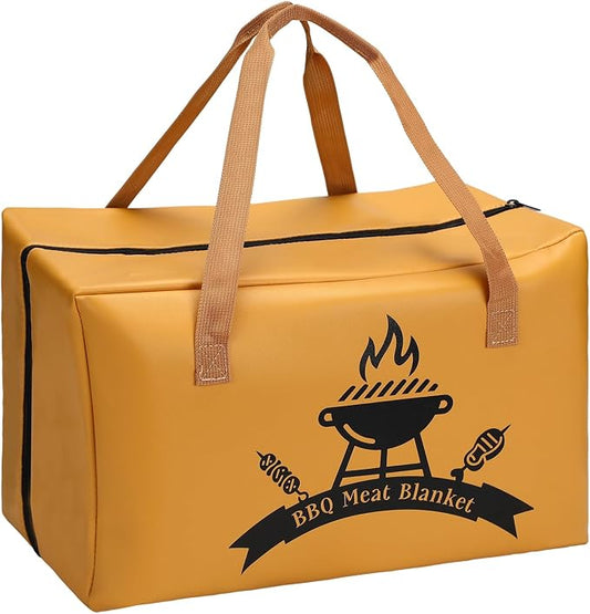 Apipi PU Leather BBQ Blanket for Resting Meat - 8.6" x 10" x16" Easy Clean Insulated Meat Resting Bag for BBQ Accessories, Grilling Father’s Day Gifts for Men