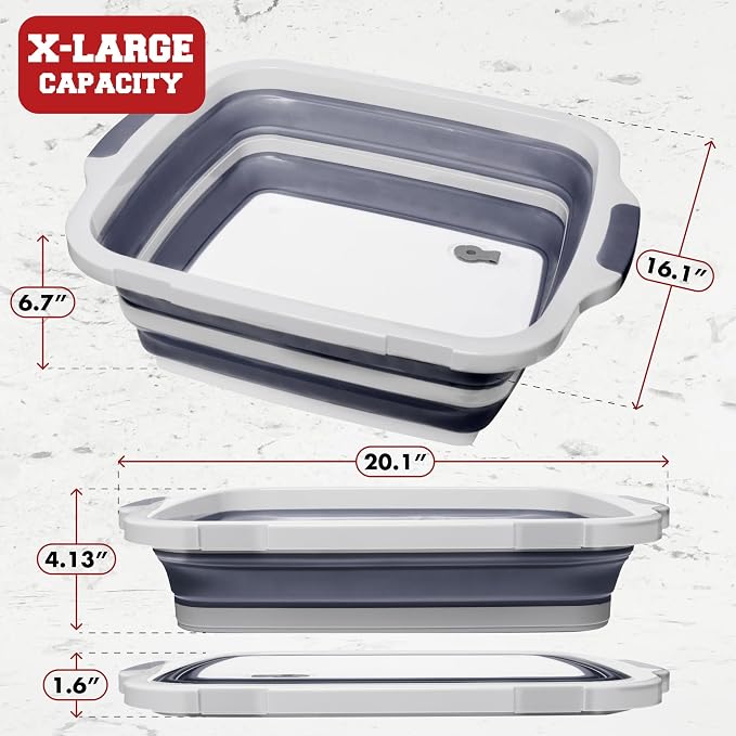 KITCHEN PERFECTION Collapsible XL Smoker & BBQ Prep Tub with Locking Lid | Includes Cutting Board, Meat Marinade & Brine Container For Turkey, Brisket & Ribs - Best Grill Accessories Gifts For Men