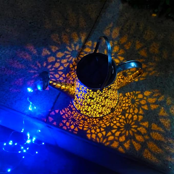 VOOKRY Solar Watering Can Lights, Large Retro Hanging Blue Solar Lights Outdoor Decorative Garden Decor Waterproof for Outside Patio Yard Porch Lawn Landscape, Gifts for Women Mom Grandma Birthday