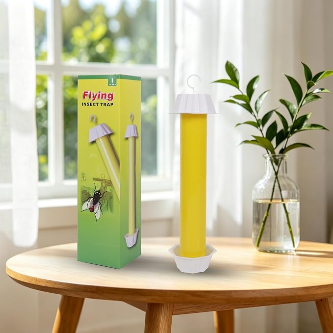 Fly Stick Sticky Fly Traps for Indoors Outdoor 12pk, Sticky Hanging Fly Stick, Flying Insect Trap, wasp Trap（Yellow 12PCS）