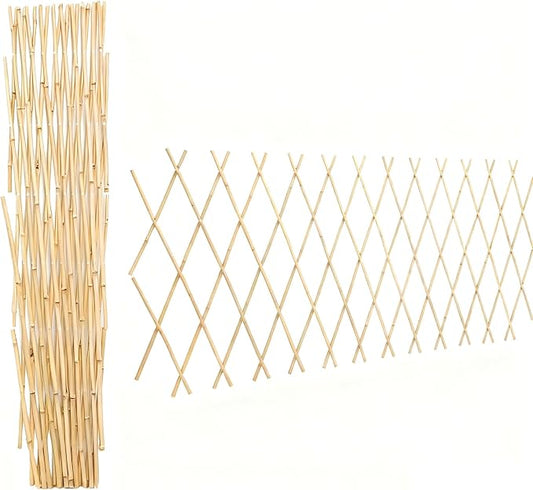 Bamboo Trellis 36x92 Inch, Expandable Fence 3ft by 8ft, Outside Lattice Fence, Reusable Decorative Fence for Climbing Plants Support or Outdoor Yard