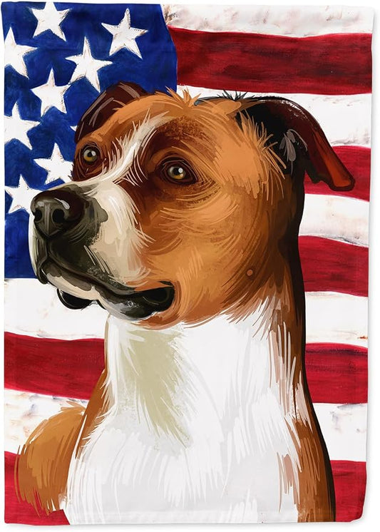 Caroline's Treasures CK6512CHF English Foxhound Dog American Flag House Flag Large Porch Sleeve Pole Decorative Outside Yard Banner Artwork Wall Hanging, Polyester, House Size, Multicolor