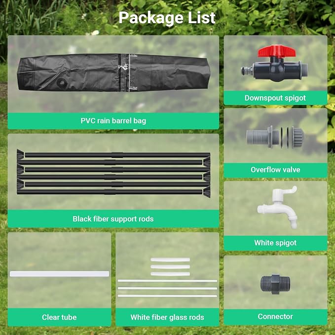 FAMIROSA 100 Gallon / 378L Collapsible Rain Barrel, Foldable PVC Rain Barrels to Collect Rainwater from Gutter, Portable Water Storage Tank Container with Spigot, Water Catcher Collector Black