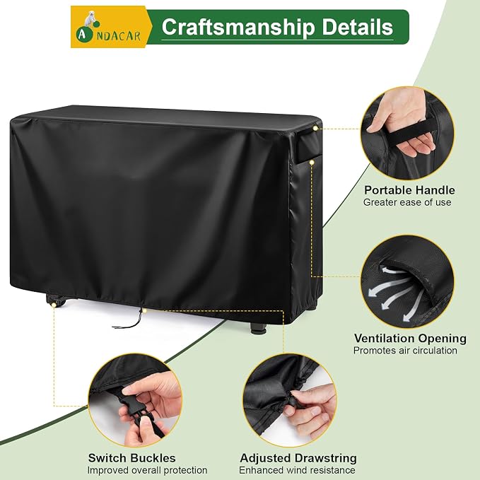 Outdoor 52 in Prep Table Cover for Keter Unity XL Portable Table Rolling Cabinet Bar, Waterproof Dining Cart Cover Heavy Duty Tool Chest Covers - 52"L×22"W×36"H, Black