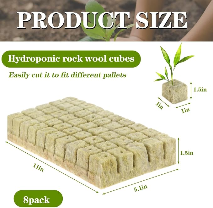 400Pcs 1inch Rockwool Cubes for Hydroponic Rockwool Grow Cubes Starter Plugs for Seed Starter Soilless Cultivation Hydroponics, Soilless Culture Plant Propagation, Cuttings