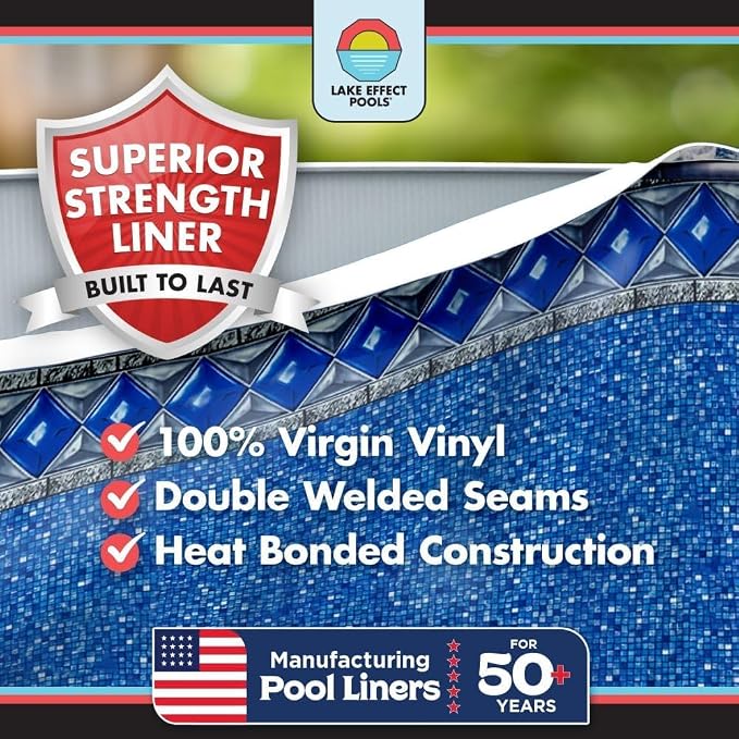 Lake Effect Pools 'Fiji' 18 ft Round Above Ground Swimming Pool | 52 Inch Resin Protected Steel Sided Walls | Bundle Includes: 25 Gauge Unibead Liner & Widemouth Skimmer