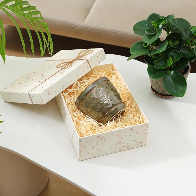 Sureasy Ceramic Plant Pots, 4.7 Inch Flower Pots for Indoor Plants, Succulent Pots with Saucer and Drainage Hole, Decorative Planter for Succulent, Cactus, Set of 4, Green