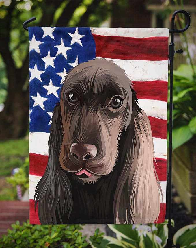 Caroline's Treasures CK6521GF Field Spaniel Dog American Flag Garden Flag Mailbox Flag Decorative Yard Flag Banner Outside Patio Artwork Yard Flower Beds, Garden Size, Multicolor