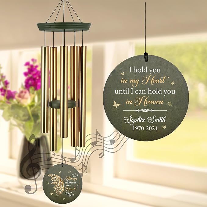 ASTARIN Memorial Butterfly 36" Wind Chimes, Personalized Name Sympathy Wind Chime, in Memory of Loss Mom Loved One, Large Deep Tone Bereavement Windchimes for Outdoors Clearance(Produced in Texas)