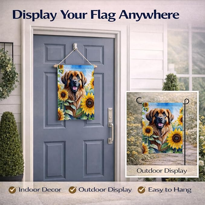 Caroline's Treasures DAC6115GF Leonberger in Sunflowers Garden Flag Mailbox Flag Decorative Yard Flag Banner Outside Patio Artwork Yard Flower Beds, Garden Size, Multicolor