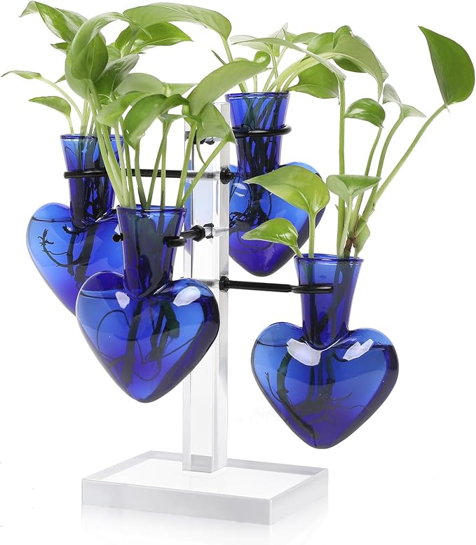 Plants Propagation Stations Plant Terrarium Kit Gift for Women | Birthday Glass Planters For Indoor Plants Home Office Decor Acrylic Plant Accessories - 4 Love Hear Vase