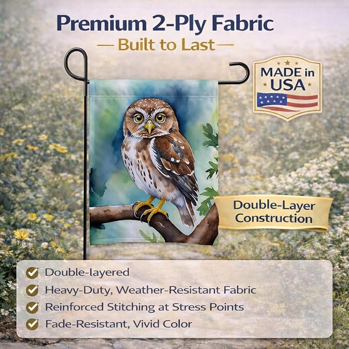 Caroline's Treasures Northern Pygmy Owl Garden Flag Mailbox Flag Decorative Yard Flag Banner Outside Patio Artwork Yard Flower Beds, Garden Size, Multicolor