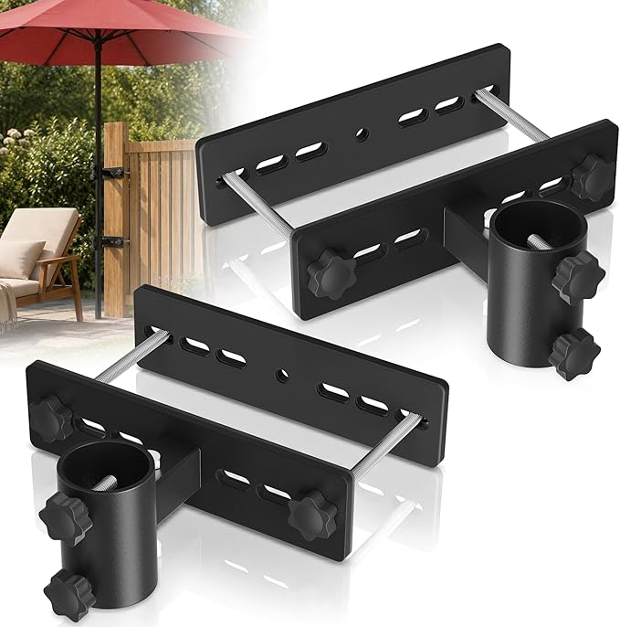 Patio Umbrella Holder for Deck Railing,Adjustable Patio Fence Umbrella Clamp,Outdoor Metal Deck Umbrella Mount,Deck Umbrella Base and Stand for Outdoor Courtyard, Balcony, Boats