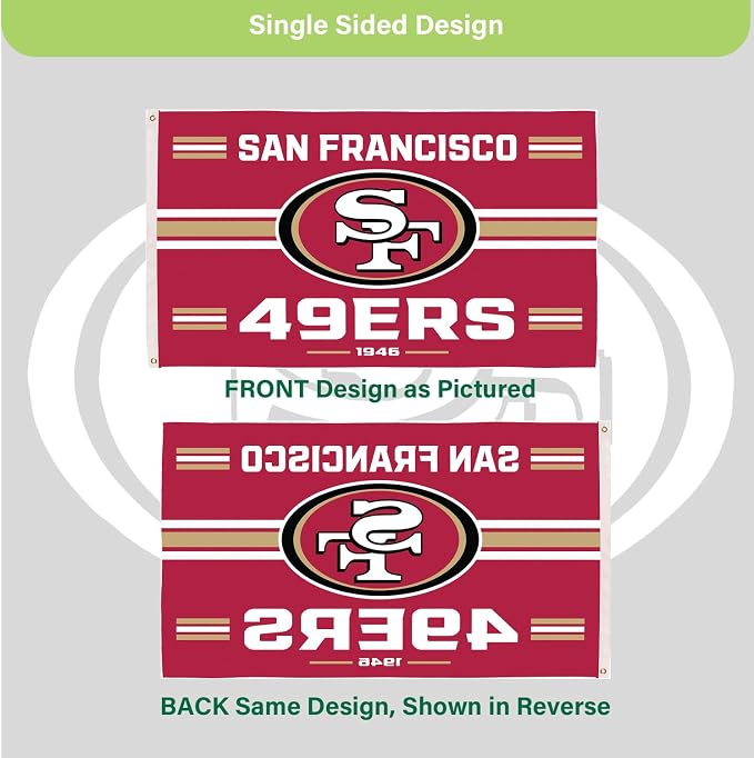 NFL San Francisco 49ers Vintage Flag | 3 x 5 Estate Flag with Grommets | Heavy Duty Banner for Outdoor Garden Patio Decoration | Indoor Wall Decor for Room | Works with Flag Poles for Outside House (San Francisco 49ers-Vintage)