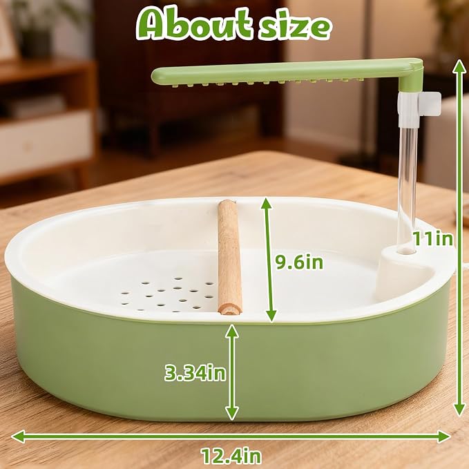 Automatic Parakeet Bird Bath Shower, Quiet Circulating Parrot Bathtub | Adjustable water flow & quiet pump. Fits Cockatiels, Budgies, Conures, Lovebirds, Quakers, Parrotlets & small medium birds