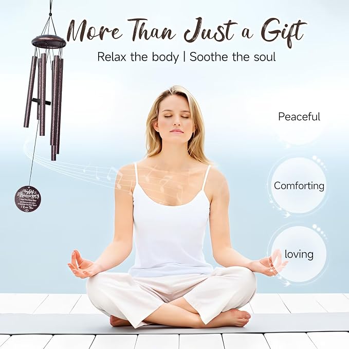 Anniversary Wind Chimes Gifts for Men Women, Happy Anniversary Decorations, 25" Wind Chimes Romantic Gift for Couple, Parents, Wife, Husband, Friends (Mr & Mrs